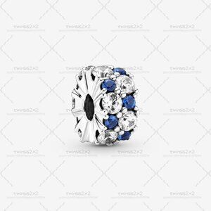Pandora Clear & Blue Sparkling Clip Charm|Pendant